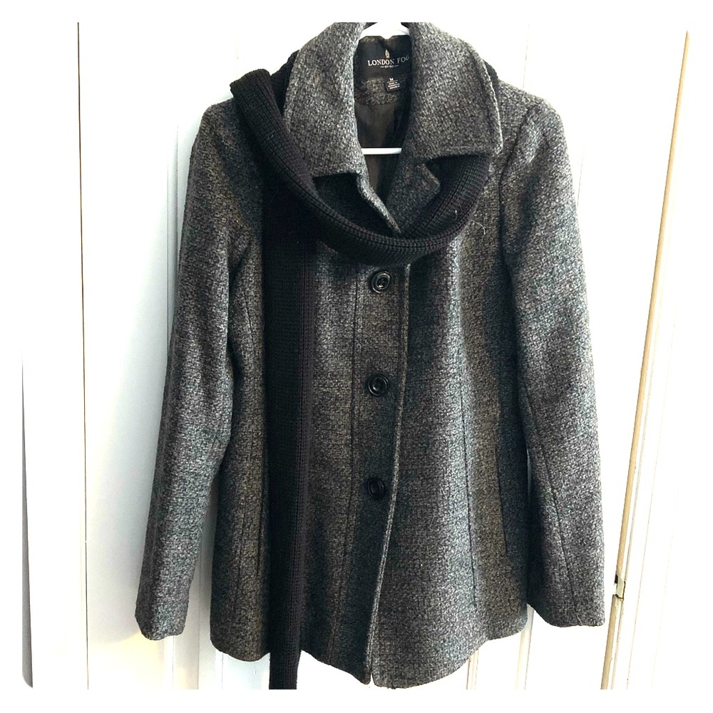Grey Pea coat with Scarf